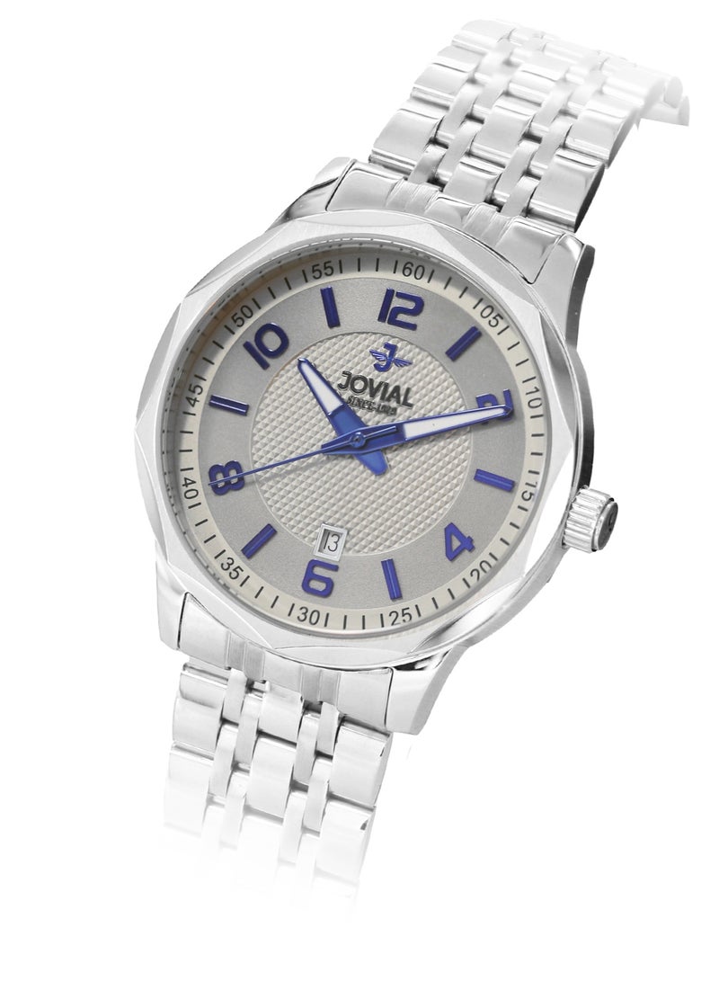 Jovial JOVIAL 5053GSMQ02E Men's Stainless Steel Watch, Grey Dial, Water Resistant, Analog, 40MM - Image 2