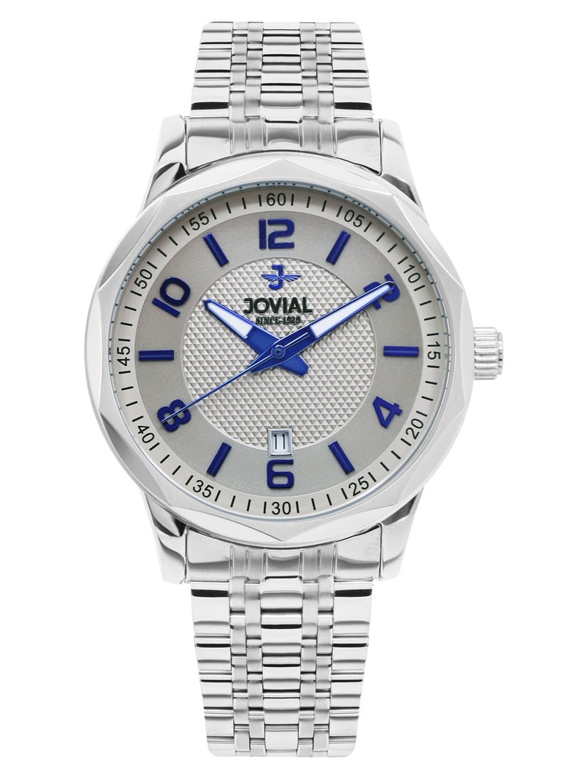 Jovial JOVIAL 5053GSMQ02E Men's Stainless Steel Watch, Grey Dial, Water Resistant, Analog, 40MM - Image 1