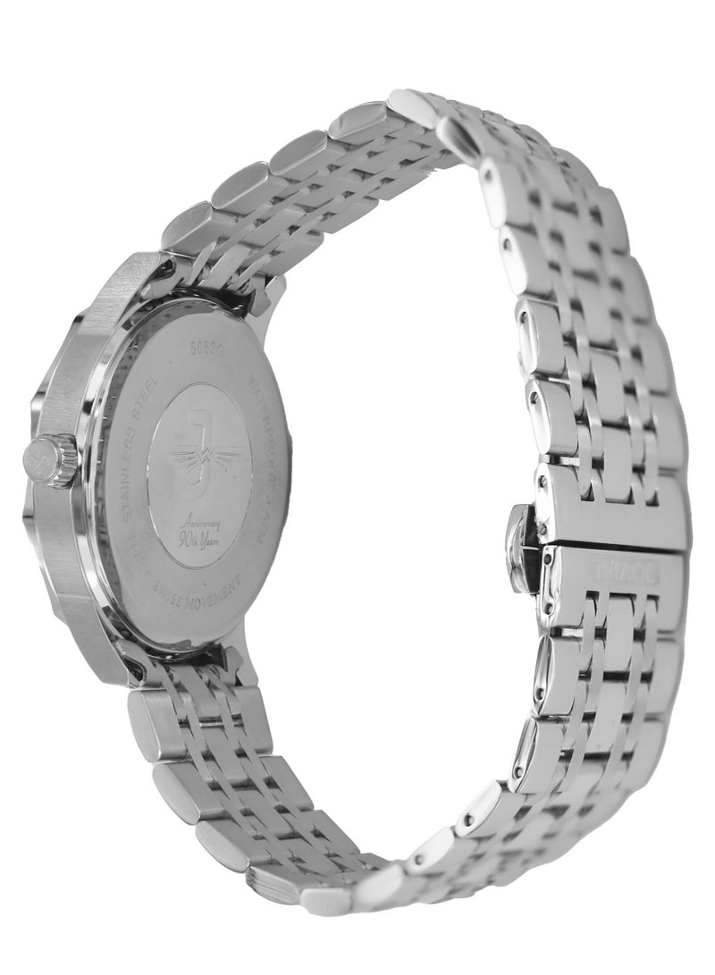 Jovial JOVIAL 5053GSMQ02E Men's Stainless Steel Watch, Grey Dial, Water Resistant, Analog, 40MM - Image 3