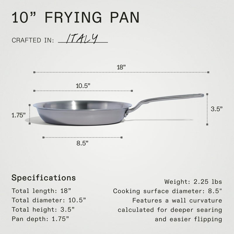 Madein Made In Cookware - 10-Inch Stainless Steel Frying Pan - 5 Ply Stainless Clad - Professional Cookware - Crafted in Italy - Induction Compatible - Image 5