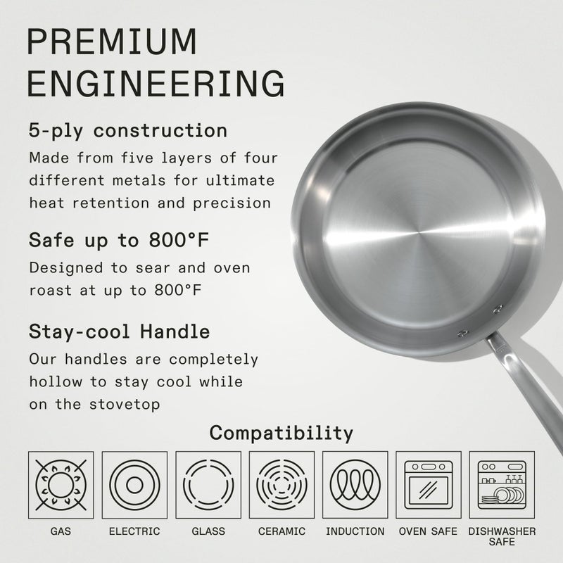 Madein Made In Cookware - 10-Inch Stainless Steel Frying Pan - 5 Ply Stainless Clad - Professional Cookware - Crafted in Italy - Induction Compatible - Image 3