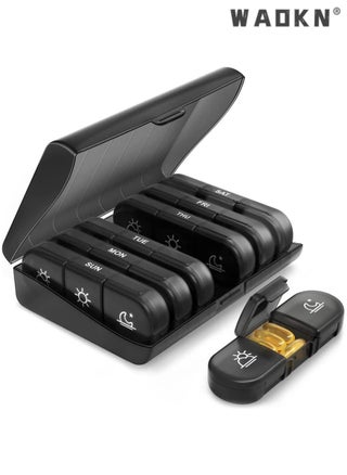 Portable Pill Organizer 3 Times in Day for 1 Week - Light-Proof for Travel, Daily Use, Portable Pill Box - Case for Multi Vitamins, Pills, Medicine, Fish Oils, Supplements (Black) - pzsku/Z98D5988727E4FB5B48A3Z/45/_/1725002195/45fec32b-236a-4007-8ff2-6c93e97fbf5f