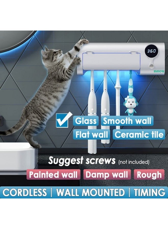MIMORE Toothbrush Holder, 4 Toothbrush Slots & Timer Function, Cordless Wall Mounted Toothbrush Holders for Bathrooms - Image 4