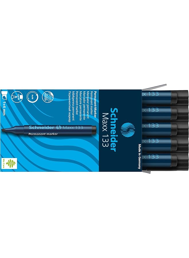 Schneider 133 Permanent Marker Pen 1+4 Mm Black Cap Off Ink Refillable Pack Of 10  - Image 2
