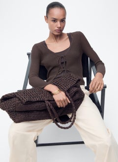 MANGO Rib-Knit Cardigan With Bows  - Image 4