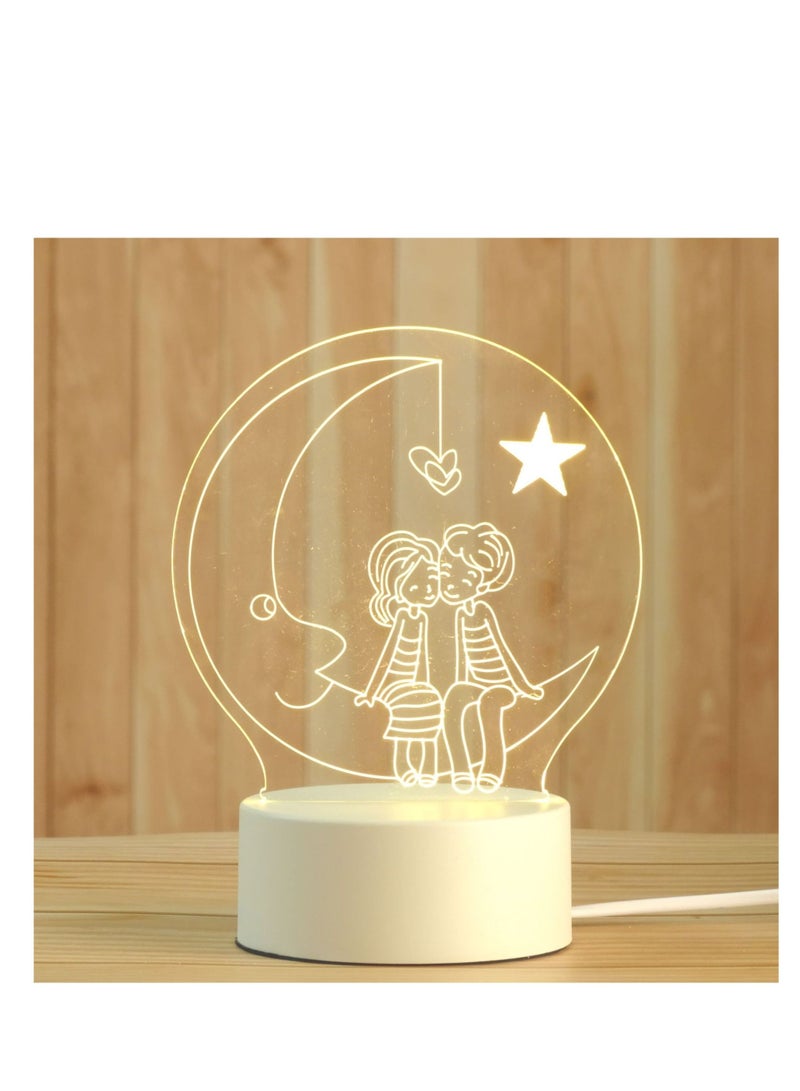 واي آند دي مصباح طاولة بإضاءة ليلية ثلاثية الأبعاد ومنفذ Usb أبيض 10x20سنتيمتر