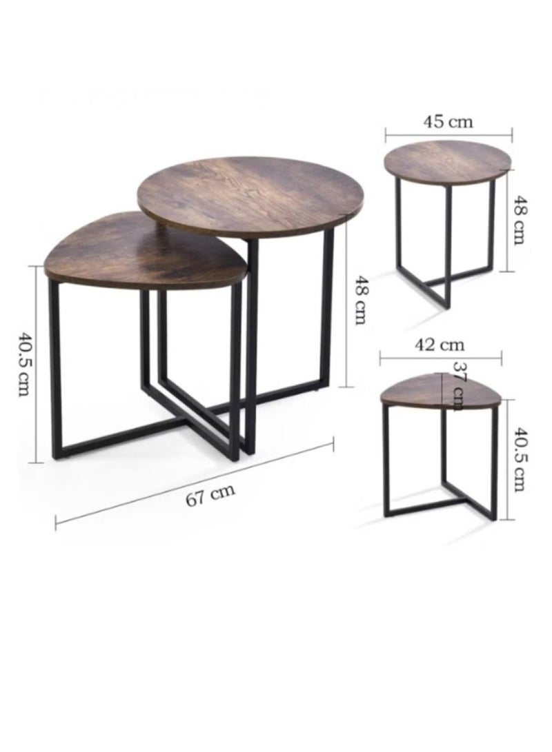 SHEE ONE Modern 2-Piece Nesting Table Set | Wooden Top & Metal Frame Side and Coffee Tables | Space-Saving Guest Table Design | Perfect for Corners, Bedrooms, Living Rooms or Majlis | Sizes: 45×48 cm & 42×37×40.5 cm - Image 3