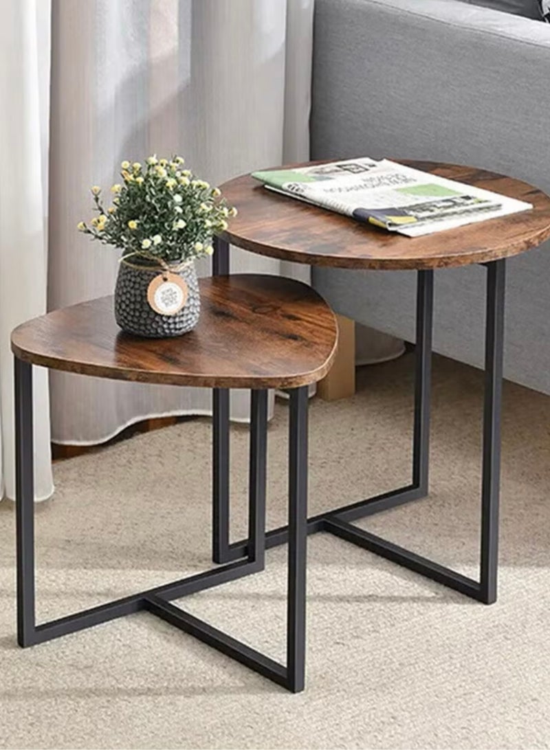 SHEE ONE Modern 2-Piece Nesting Table Set | Wooden Top & Metal Frame Side and Coffee Tables | Space-Saving Guest Table Design | Perfect for Corners, Bedrooms, Living Rooms or Majlis | Sizes: 45×48 cm & 42×37×40.5 cm - Image 4