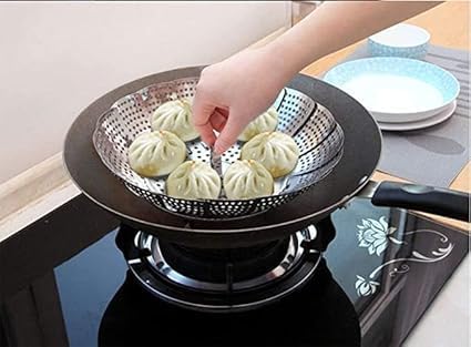 QUALIZA Vegetable Steamer Basket Premium Stainless Steel Veggie Steamer Basket Folding Expandable Steamers to Fits Various  - Image 2