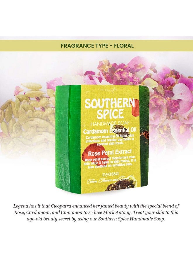 نايسا صابون الاستحمام الطبيعي المصنوع يدويًا من Southern Spice | مستخلص بتلات الورد وزيت الجوجوبا العضوي المعصور على البارد | مناسب لجميع أنواع البشرة، 150 جرام  - Image 3