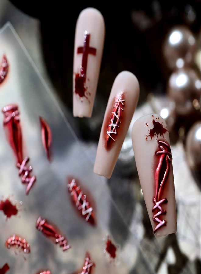 Dedyel Dark Gothic Halloween Nail Stickers 3D Realistic Evil Eyes & Bloody Scars Self-Adhesive Nail Art Stickers for Women Girls Halloween Party Decoration - Image 5