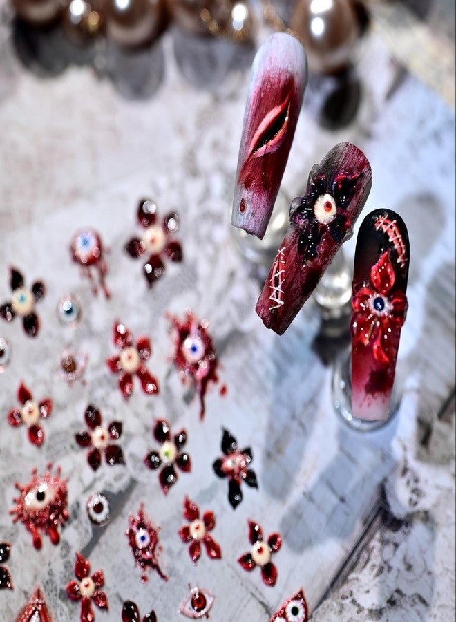 Dedyel Dark Gothic Halloween Nail Stickers 3D Realistic Evil Eyes & Bloody Scars Self-Adhesive Nail Art Stickers for Women Girls Halloween Party Decoration - Image 2