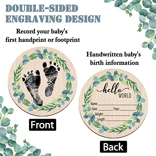 Liannan Baby Announcement Sign Newborn Footprint Sign Newborn Announcement Disc Birth Stats Sign for Hospital Newborn Photo Prop Style 2 - Image 3