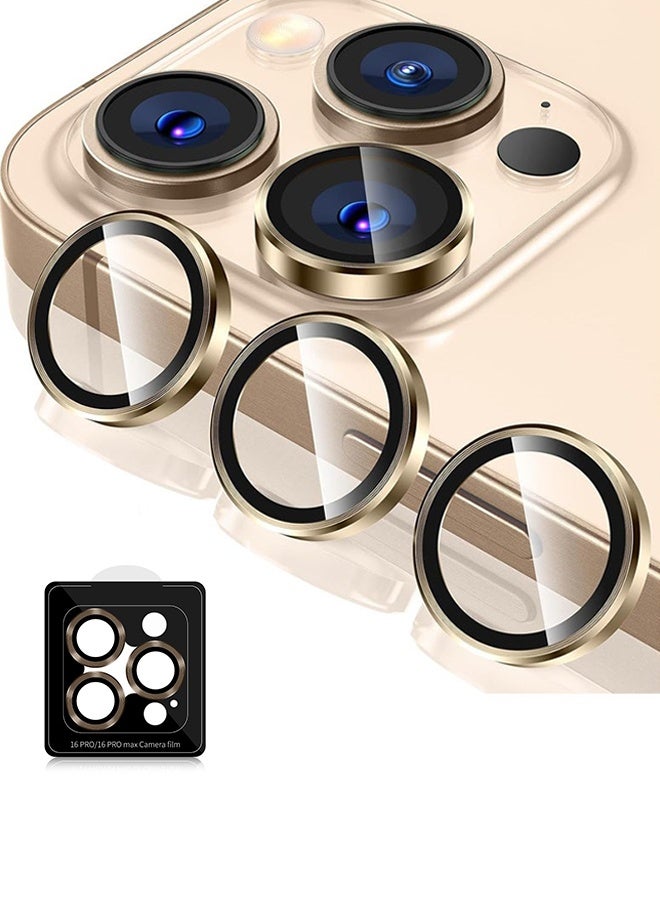 Desert Titanium Compatible for iPhone 16 Pro / iPhone 16 Pro Max Camera Lens Protector, AR Lens Protector Auto Installation, 9H Tempered Glass, AR+AF Metal Individual Ring