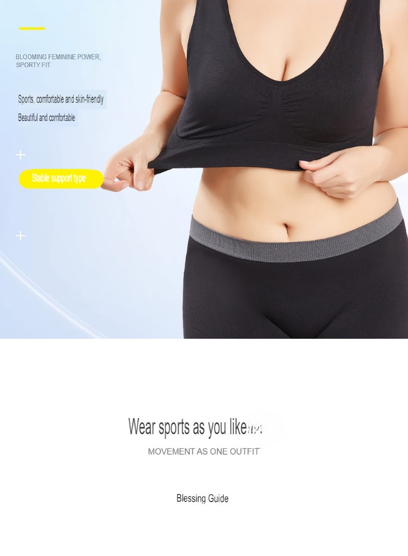 AROAQ Women Sports Bra, Fitness Sports Yoga Bra with Removable Padding,  Double-layer Seamless  Sports Bra without Rims, Comfortable Soft Bra for Workouts Running Yoga Trainings, (Size XXL, Black)  - Image 4
