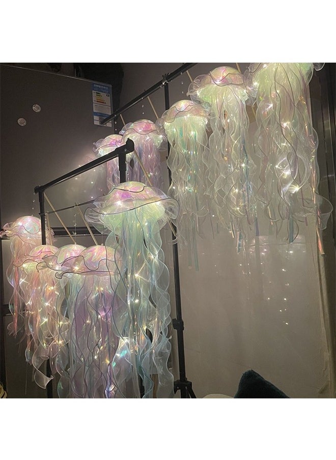 Generic - DIY Jellyfish Portable Night Light, Hanging Glitter Iridescent Jellyfish Kit, Little Mermaid Party Decoration Party Supplies (Green) - Image 1