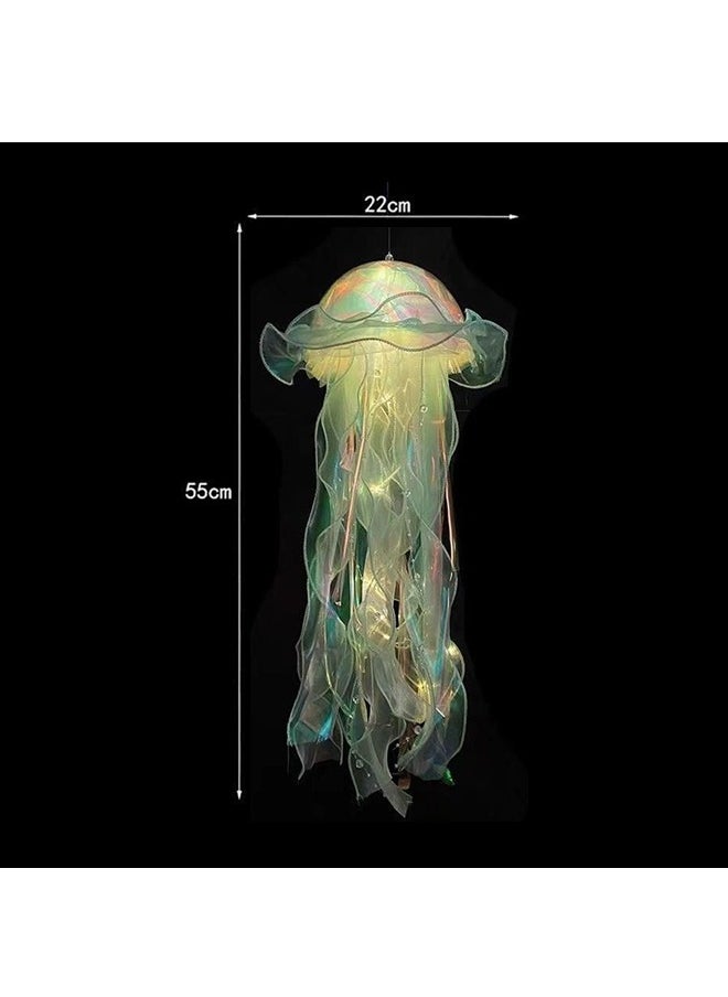 Generic - DIY Jellyfish Portable Night Light, Hanging Glitter Iridescent Jellyfish Kit, Little Mermaid Party Decoration Party Supplies (Green) - Image 1