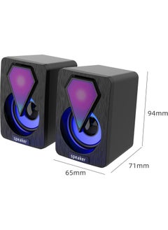 Apera Y-9077 Mini Computer Speaker RGB LED Lighted Gaming Player Speaker 3.5mm Jack USB Speaker 1+1 Sound System  - Image 2