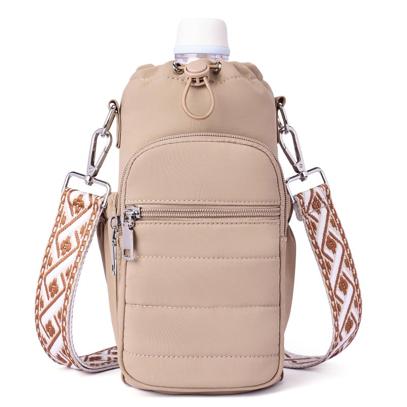 Lexiyat Water Bottle Bag 40 oz Crossbody Holder for Walking Hiking Insulated Carrier Purse with Adjustable Strap Black - Image 1