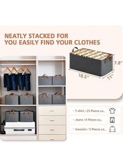 IDENSIC idensic Wardrobe Organizer for Clothes with Metal Frame Rectangle Storage Baskets for Clothing Fabric Storage Box with Handles Shelf Basket for Storage Clothes Pants Jeans Sweater Pack of 6  - Image 2