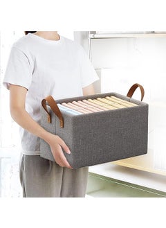 IDENSIC idensic Wardrobe Organizer for Clothes with Metal Frame Rectangle Storage Baskets for Clothing Fabric Storage Box with Handles Shelf Basket for Storage Clothes Pants Jeans Sweater Pack of 6  - Image 3