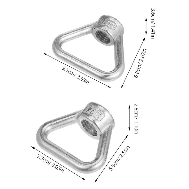 WOONEKY 2pcs 304 Stainless Steel Triangle Ring Nut Threaded Lifting Eye Nut Heavy Duty Fastener for Rigging and Industrial Use (m20,) - Image 2