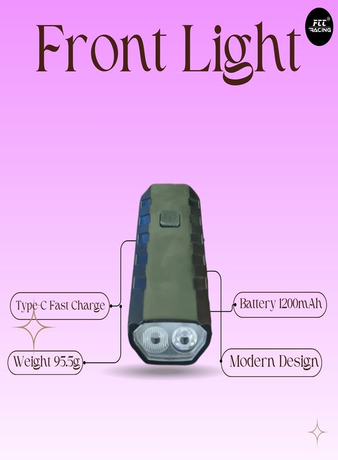 FCCRACING Front C-Type Light and Back Light Combo for Bicycle - USB Charging, Waterproof - Image 4