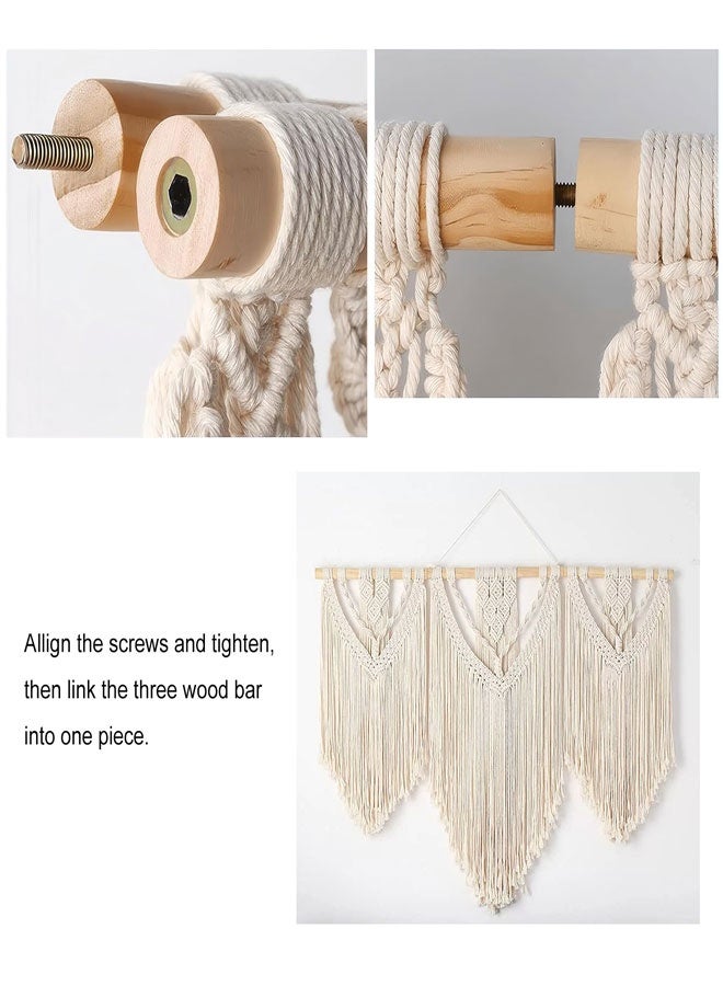وهاواي Large Macrame Wall Hanging Wide Boho Handmade Woven Tapestry Wall Decor for Bedroom Living Room Home Including Hanging Rod 110x82cm Style B - Image 4