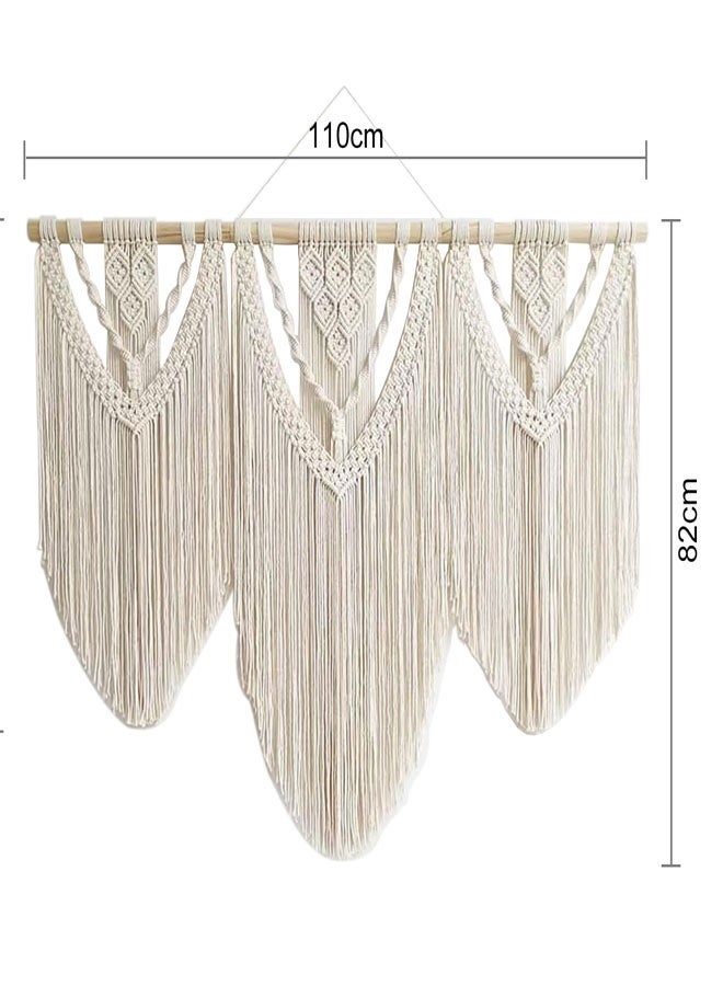 وهاواي Large Macrame Wall Hanging Wide Boho Handmade Woven Tapestry Wall Decor for Bedroom Living Room Home Including Hanging Rod 110x82cm Style B - Image 2