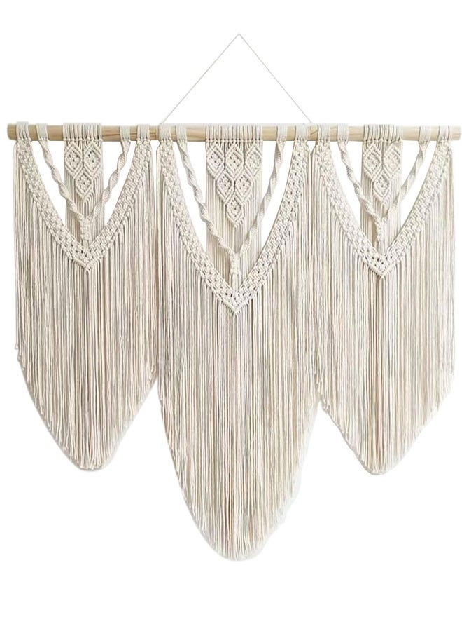 وهاواي Large Macrame Wall Hanging Wide Boho Handmade Woven Tapestry Wall Decor for Bedroom Living Room Home Including Hanging Rod 110x82cm Style B - Image 1