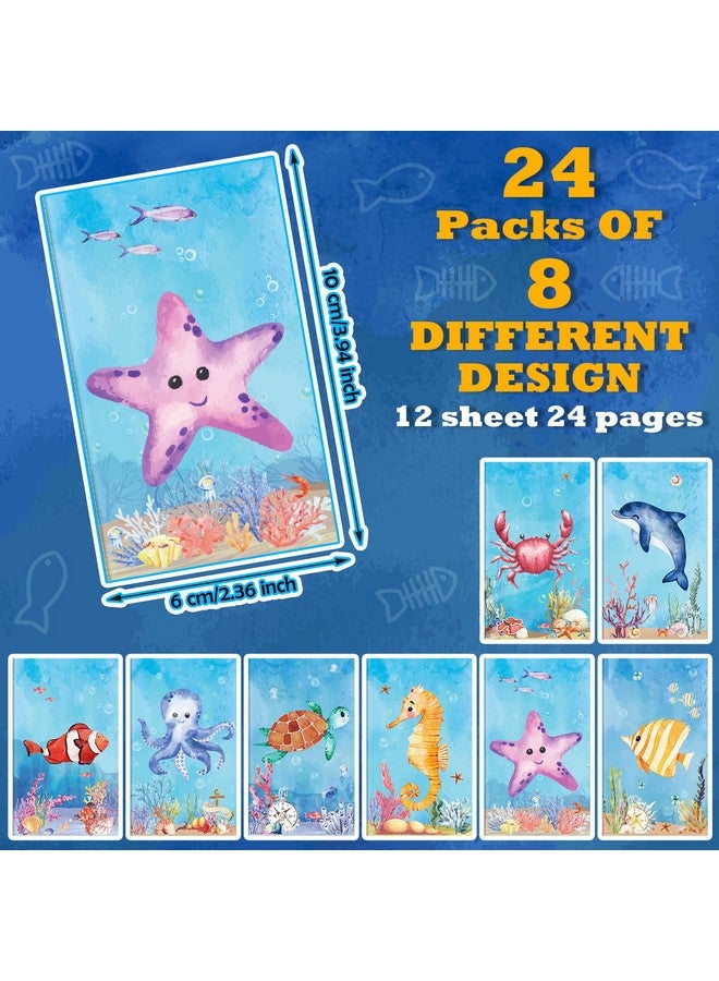 Ferraycle 24 قطعة دفاتر ملاحظات حيوانات المحيط الصغيرة للأطفال هدايا حفلات تحت البحر دفاتر ملاحظات حلزونية صغيرة عالم تحت الماء دفاتر مذكرات لعيد ميلاد الأطفال لوازم الحفلات هدايا المدرسة الصفية القرطاسية للمكتب المنزلي - Image 3