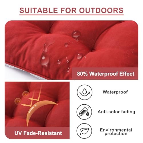 Battilo Chair Cushions Set of 2 for Dining Chairs, Seat Cushions for Kitchen Chairs with Non-Slip Backing, Indoor/Outdoor Waterproof Chair Seat Pads with Ties, 15.5"x15.5"x4", Red - Image 4