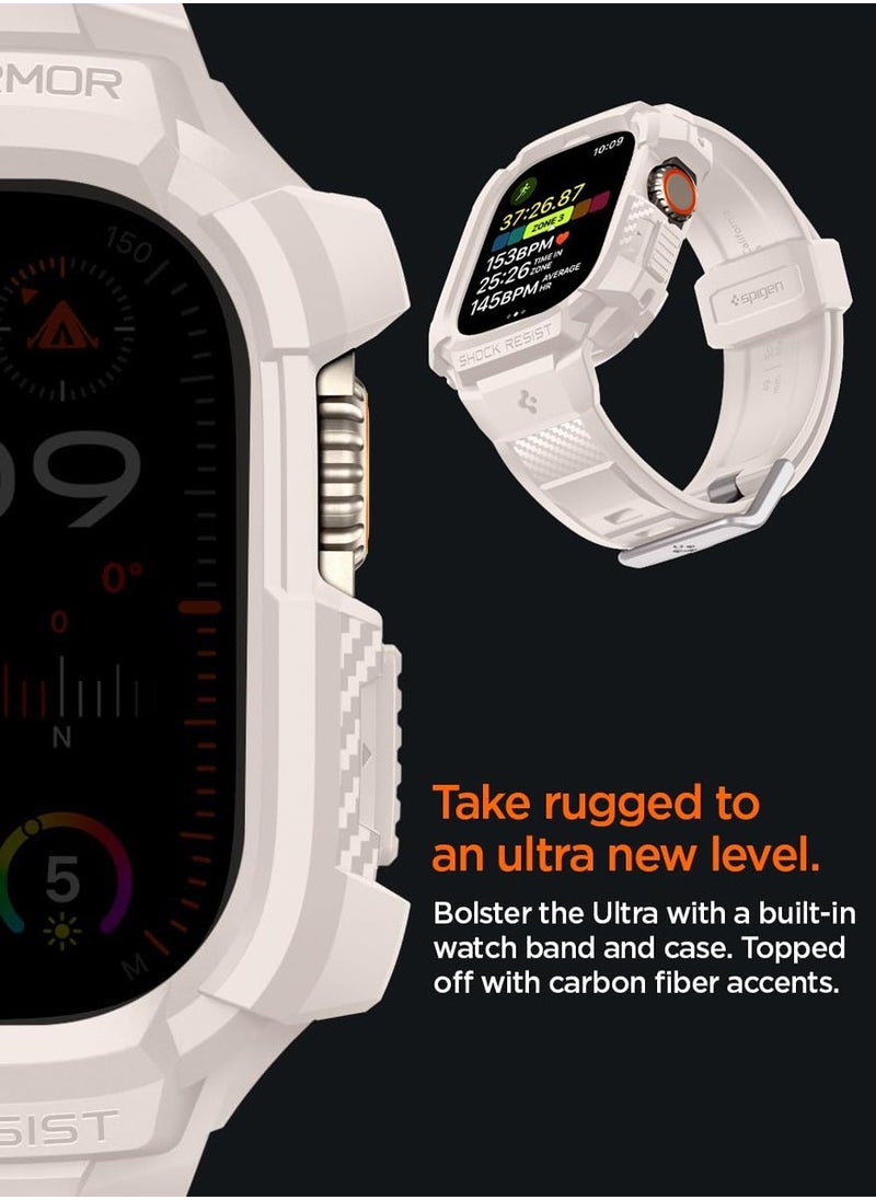 Spigen - Rugged Armor Pro for Apple Watch Ultra 2 / 1 (49mm) Case Cover with Band - Dune Beige - Image 1