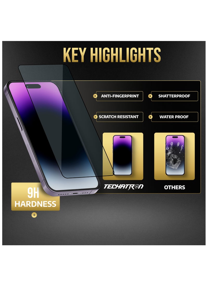 TECHATRON - Tempered Glass for iPhone 15 Pro Max Screen Protector | Easy Install | 9H+ Hardness | Edge-to-Edge Coverage | Thin & Ultra-Clear | Easy Applicator | Pack of 2 - Image 1