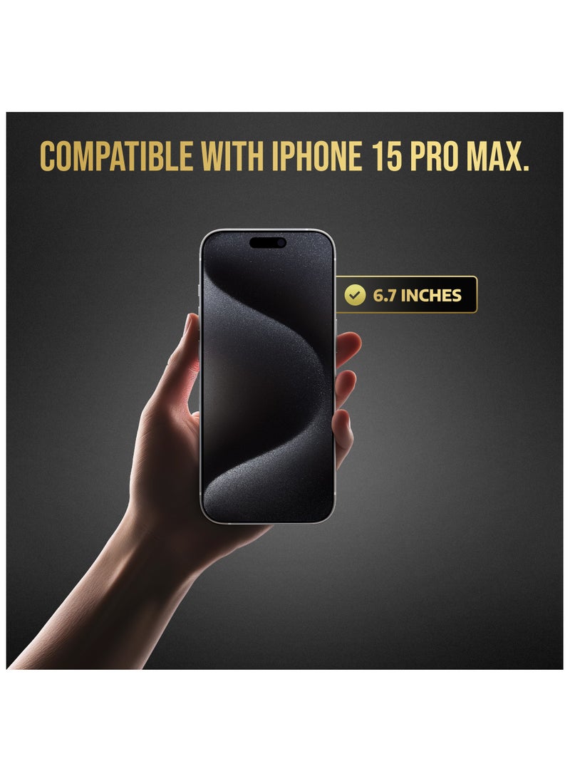 TECHATRON - Tempered Glass for iPhone 15 Pro Max Screen Protector | Easy Install | 9H+ Hardness | Edge-to-Edge Coverage | Thin & Ultra-Clear | Easy Applicator | Pack of 2 - Image 1