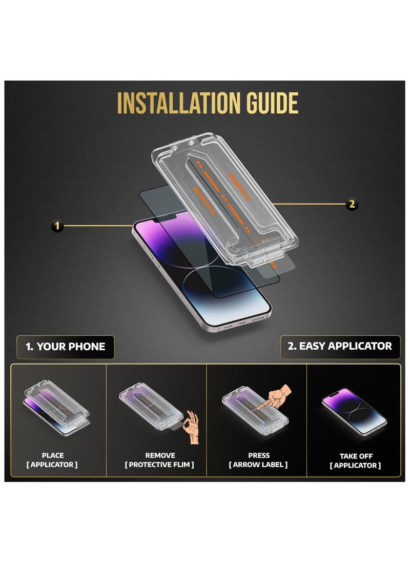 TECHATRON - Tempered Glass for iPhone 15 Pro Max Screen Protector | Easy Install | 9H+ Hardness | Edge-to-Edge Coverage | Thin & Ultra-Clear | Easy Applicator | Pack of 2 - Image 1