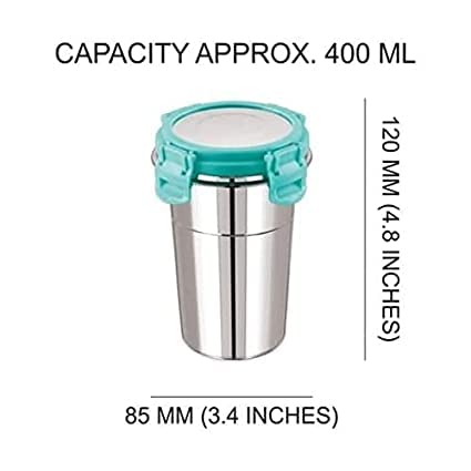 LIPSA ENTERPRISE LIPSA ENTERPRISE Leak Proof Click and Seal Lock Stainless Steel StorageAir Tight Tiffin ContainerGlassLunch Container with Steel lid Fusion 400 ml  - Image 2