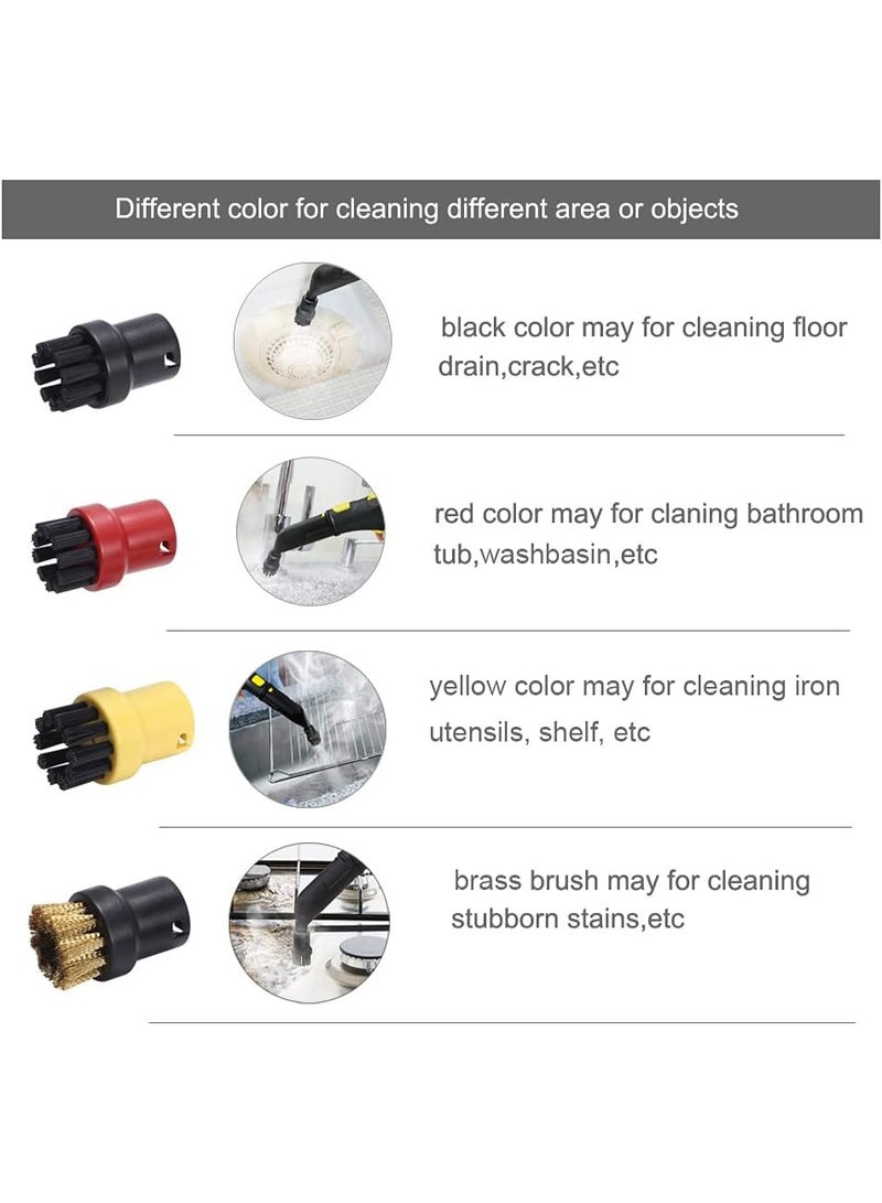 VIUAUAX 5-Piece Steam Cleaner Round Brush Set Multicolour.Suitable for Karcher  Steam Accessories， Rubs Mop Steam Accessories Small Round Brush ，Brass Brush. - Image 4
