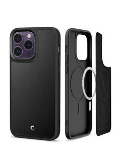 CYRILL CYRILL Spigen Kajuk Mag Back Cover Case Compatible for iPhone 14 Pro Max (2022, TPU + PC + Faux Leather, Black)  - Image 1