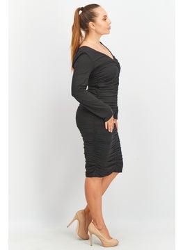 BB Dakota by Steve Madden Women Ruched Bodycon Dress, Black  - Image 2