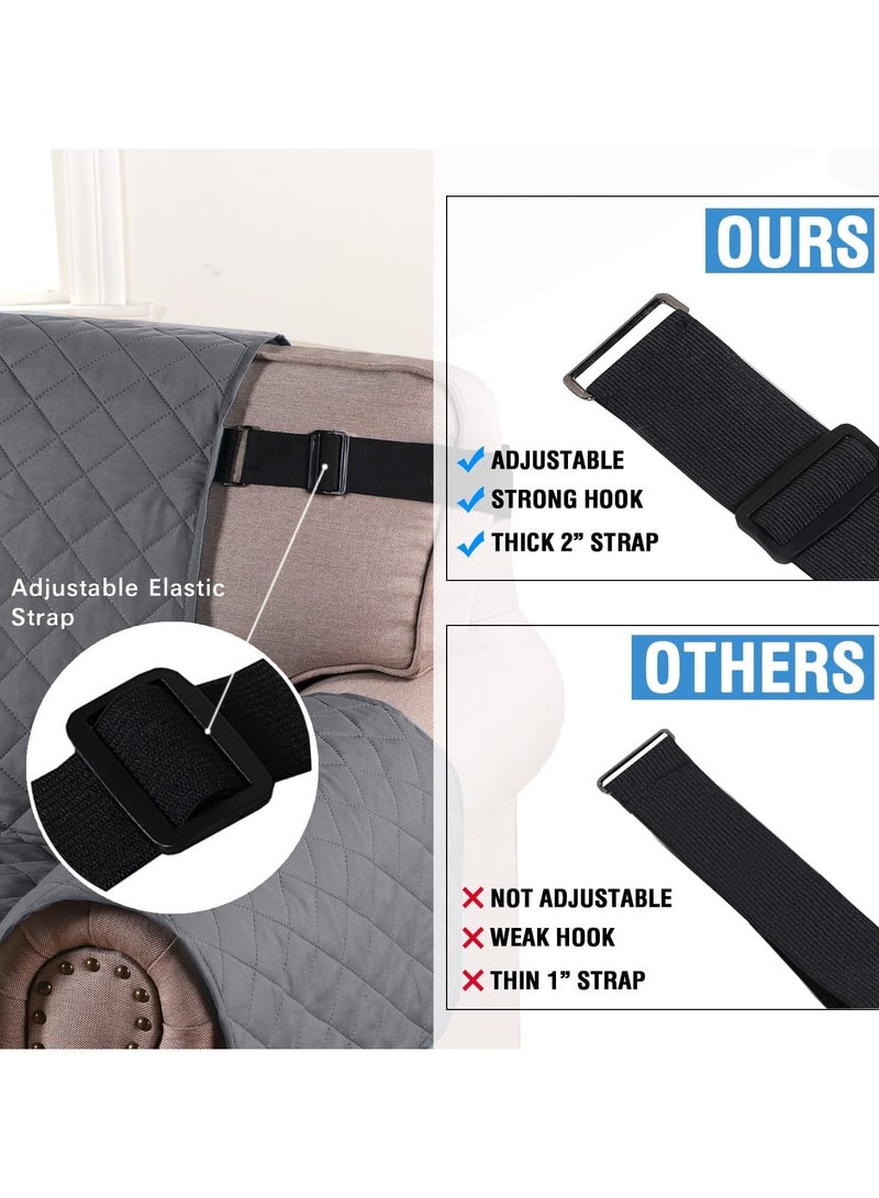 Sofa Slipcover Reversible Sofa Cover Water Resistant Couch Cover with Non Slip Elastic Straps Quilted Furniture Protector for Pets Kids (4 Seater Grey) - Image 4