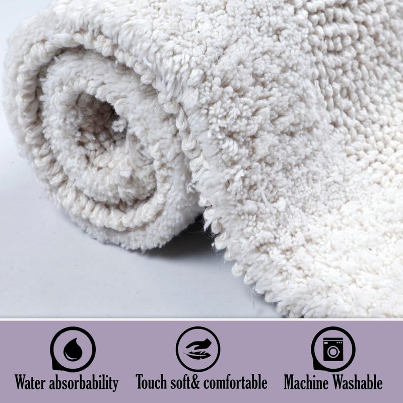 KEMA Bathroom Rugs 17"x24", Cotton Reversible Bath Mat for Bathroom Ultra Soft Plush Bath Rugs Water Absorbent Quick Dry Thick Floor Mats for Shower, Restroom, Bedroom, Kitchen (White) - Image 5