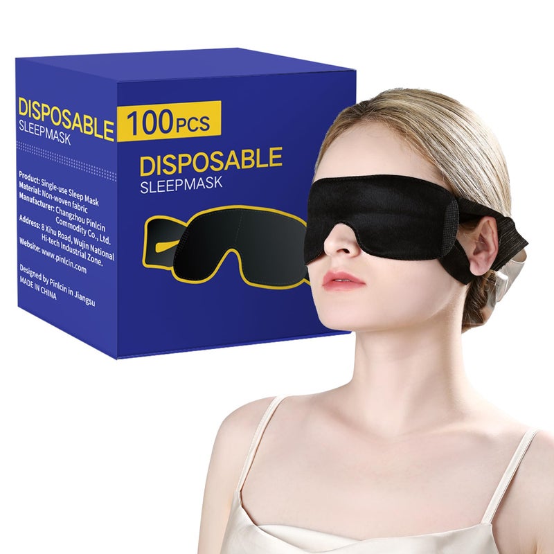 CROUVM Pack of 100 Disposable Sleep Eye Mask for Men Women Blindfold Eye Mask Shade Cover for Sleeping Night Sleep Mask Block Out Light Soft Comfort Eye Shade Cover for Travel Yoga Nap
