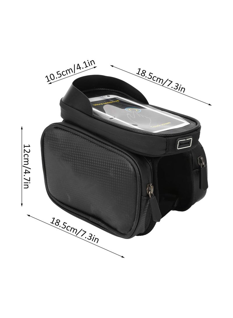 GGOOT Bike Front Frame Bag, Waterproof Bicycle Storage Bag Bike Front Frame Bag Top Tube Handlebar Bag Cell Phone Holder Bag Cycling Pack Black - Image 3