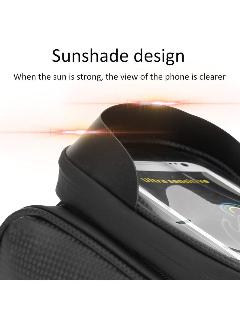 GGOOT Bike Front Frame Bag, Waterproof Bicycle Storage Bag Bike Front Frame Bag Top Tube Handlebar Bag Cell Phone Holder Bag Cycling Pack Black - Image 5