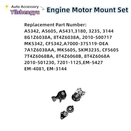 Yllshengyu 3Pcs Engine Motor Mount Kit Compatible with Edge 2007-2014 3.5L/2011-2014 3.7L Fits for Lincoln MKX 2007-2010 3.5L/ 2011-2015 3.7L Replacement for A5342 A5431 A5605 - Image 3