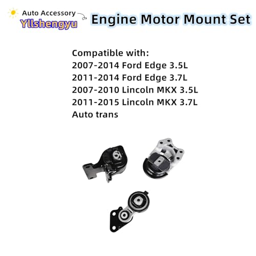 Yllshengyu 3Pcs Engine Motor Mount Kit Compatible with Edge 2007-2014 3.5L/2011-2014 3.7L Fits for Lincoln MKX 2007-2010 3.5L/ 2011-2015 3.7L Replacement for A5342 A5431 A5605 - Image 2