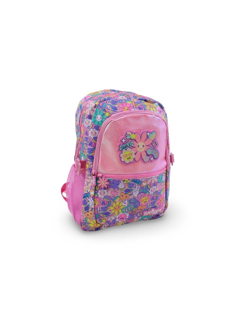سميجل حقيبة ظهر Smiggle بتصميم "ابتسامة" - مقاس 17 بوصة - وردي - Image 1
