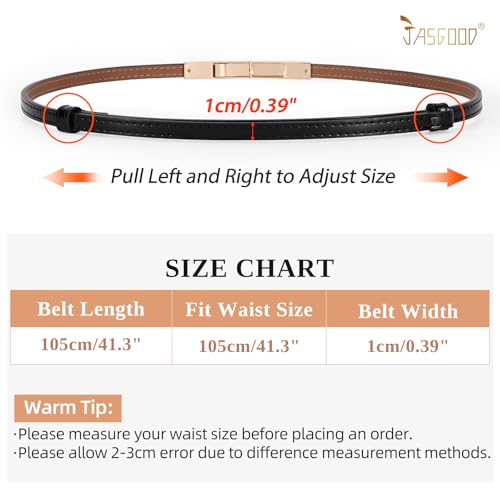 JASGOOD Women's Skinny Leather Belt Patent Thin Waist Belt for Dress with Metal Buckle - Image 5