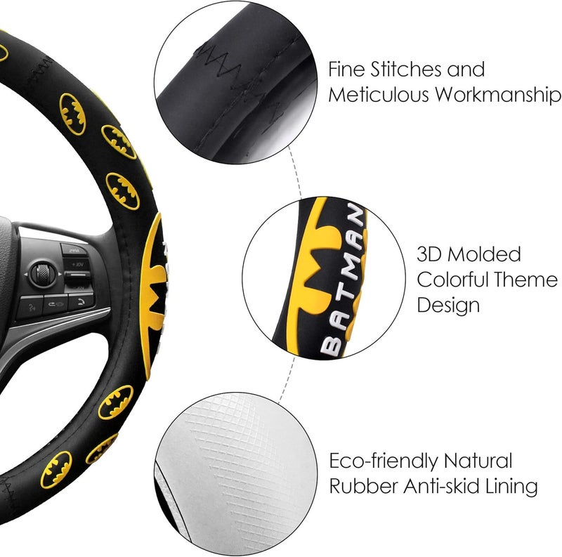 Finex Silicone Batman Steering Wheel Cover - Black - Universal Fit - Image 3